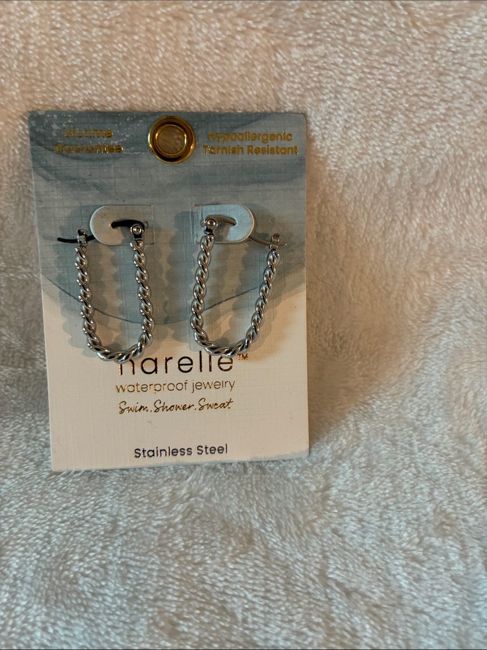 Narelle Stainless Steel Silver Twisted Hoop Earrings